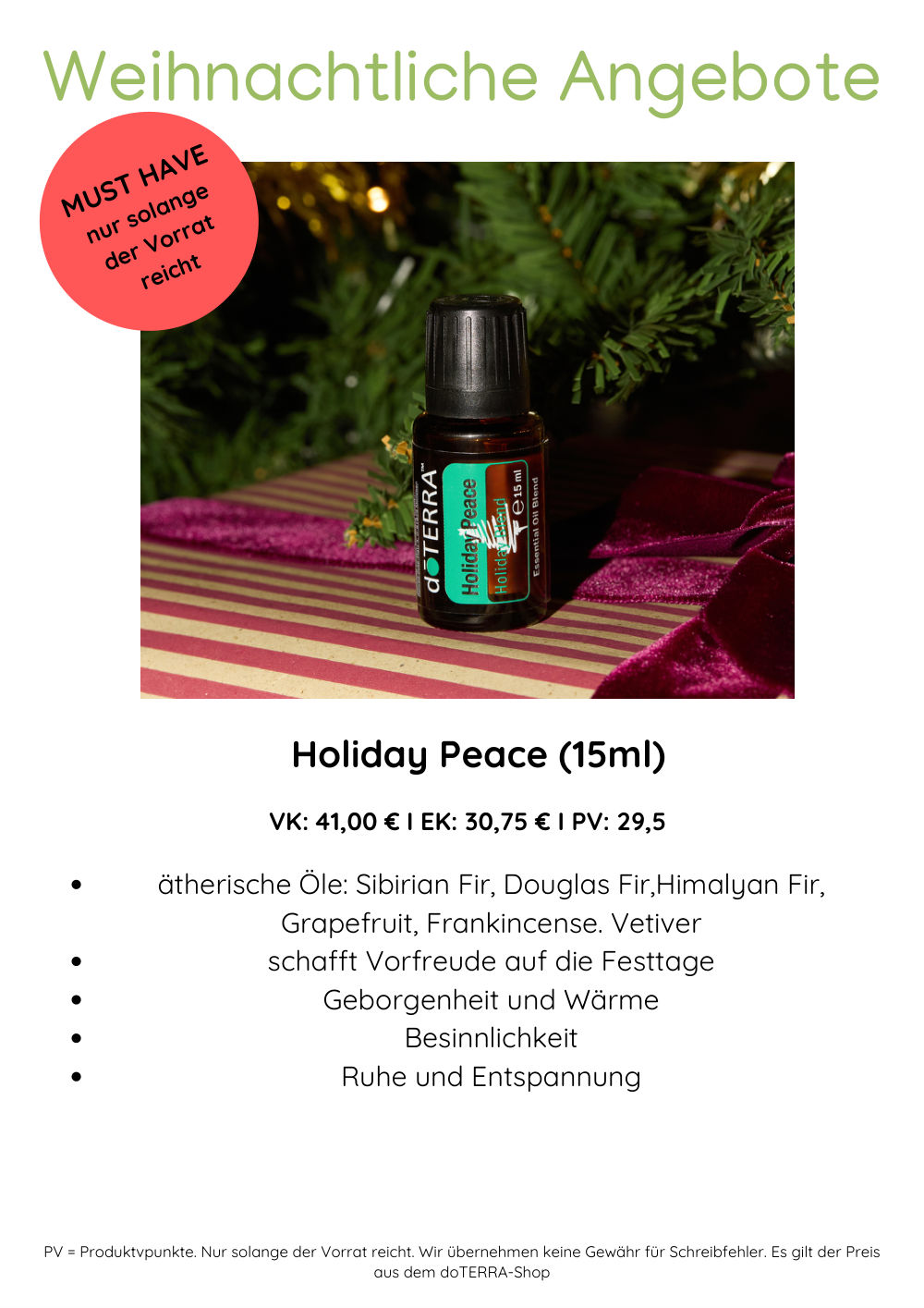 Weihnachtliches Angebot: Holiday Peace (15ml)