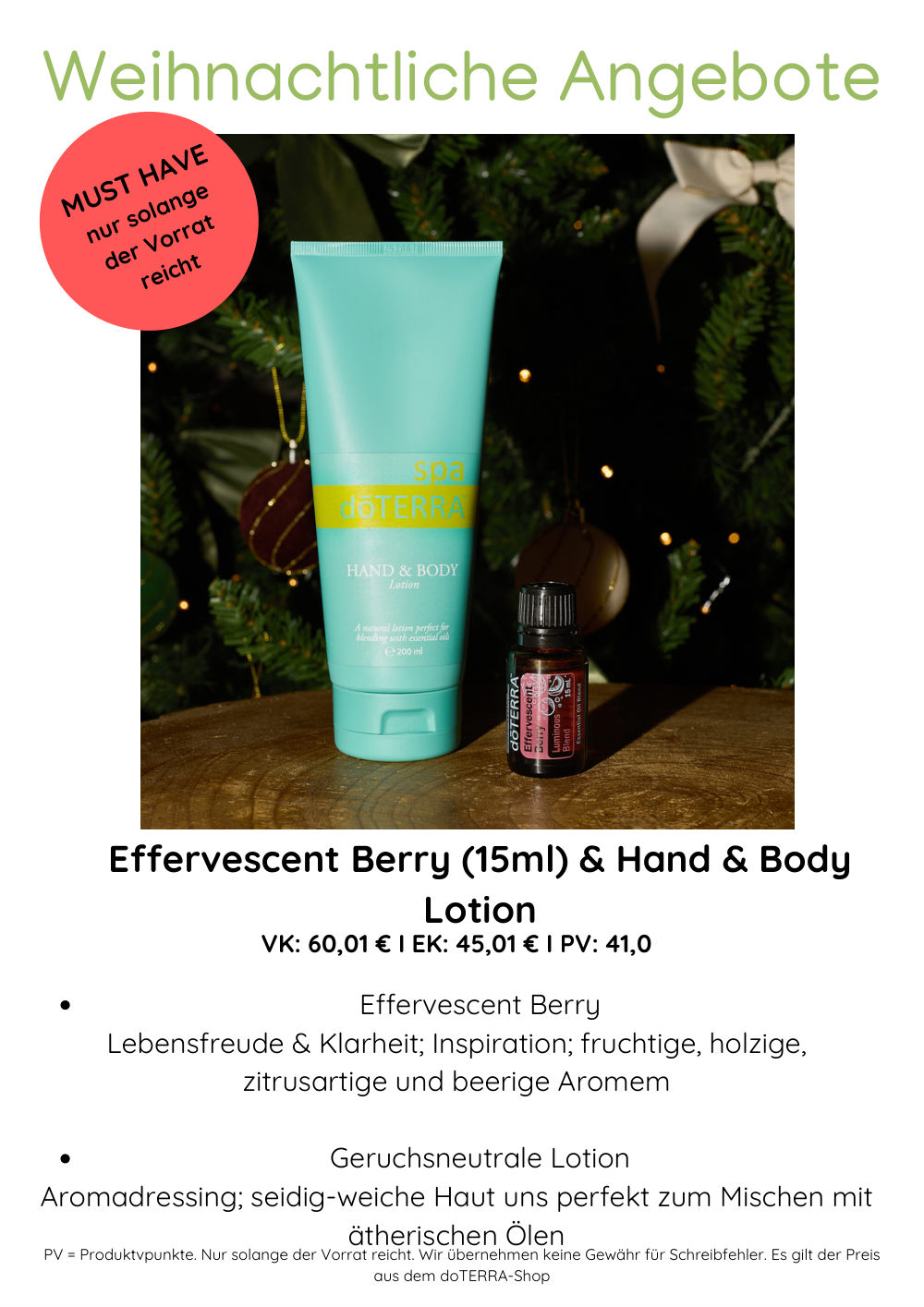 Weihnachtliches Angebot: Effervescent Berry (15ml) & Hand & Body Lotion