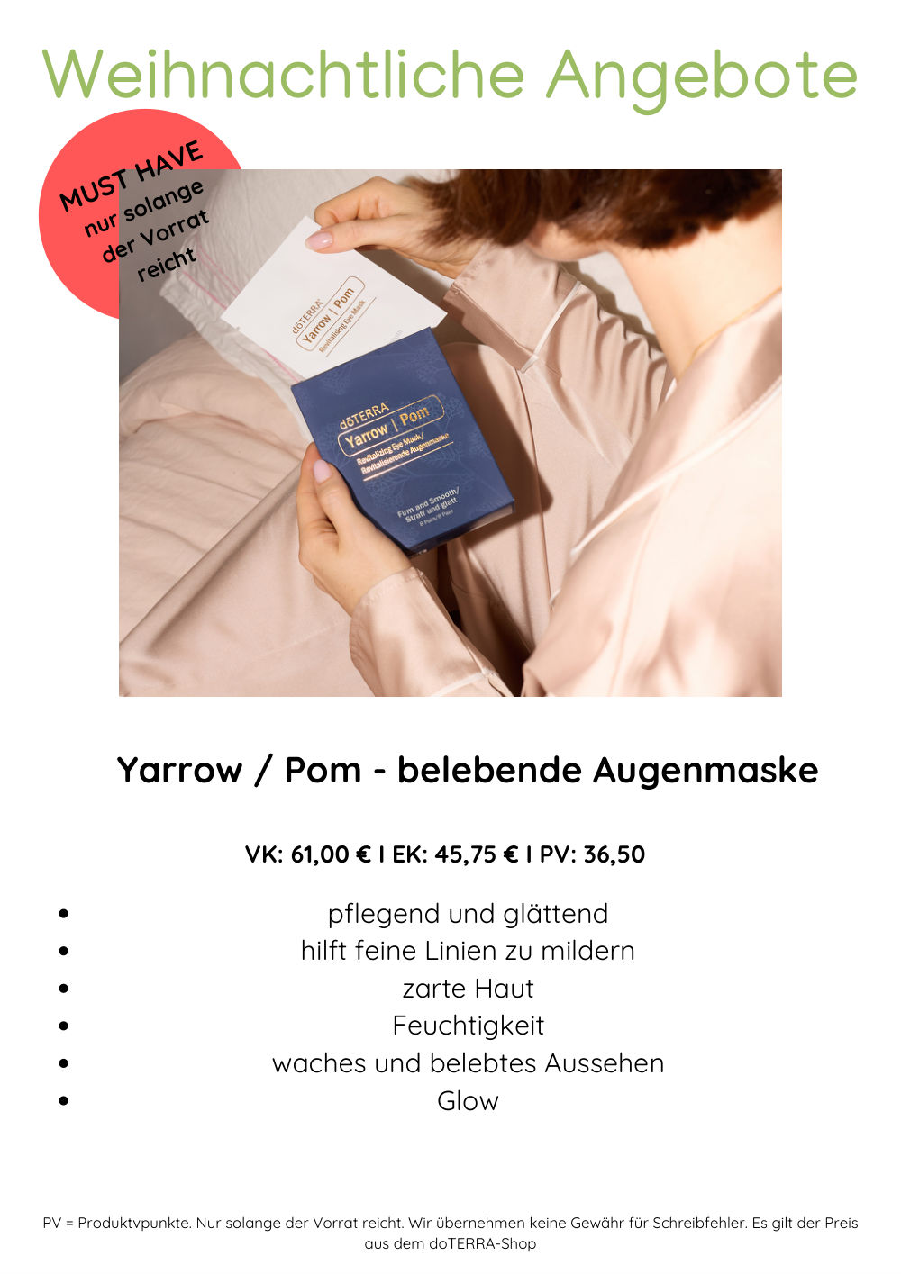 Weihnachtliches Angebot: Yarrow / Pom belebende Augenmaske